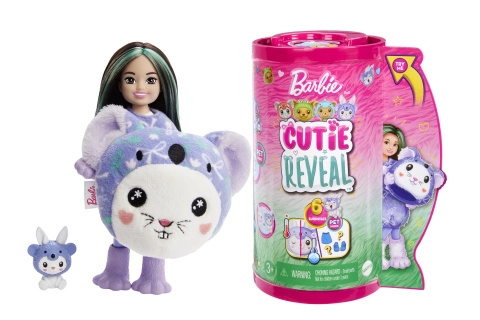 Barbie Cutie Reveal Chelsea v kostýmu zajíček ve fialovém kostýmu koaly HRK27