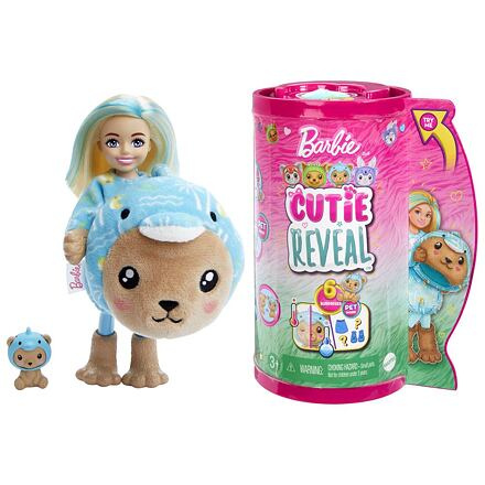 Barbie Cutie Reveal Chelsea Medvídek Delfín Série Kostýmy Zvířátka HRK30