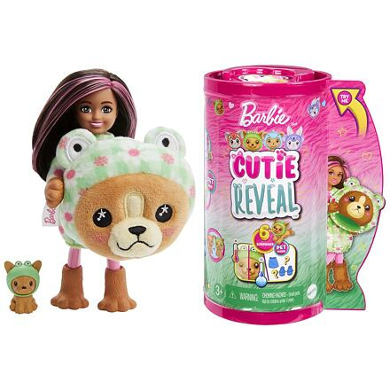 Barbie Cutie Reveal Chelsea v kostýmu pejsek v zeleném kostýmu žabky HRK27