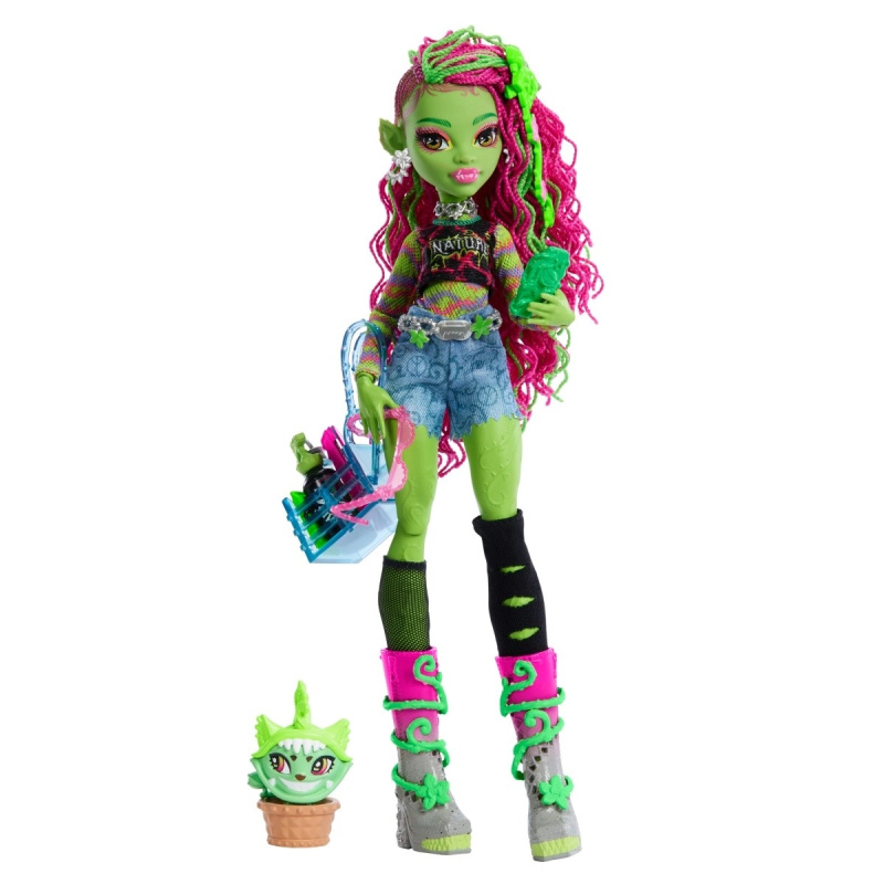 panenka Monster High venus mcflytrap s koťátkem chewlian