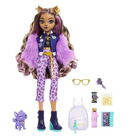 Mattel Monster High Fashion Doll Clawdeen Wolf & Pet Dog Crescent HRP65