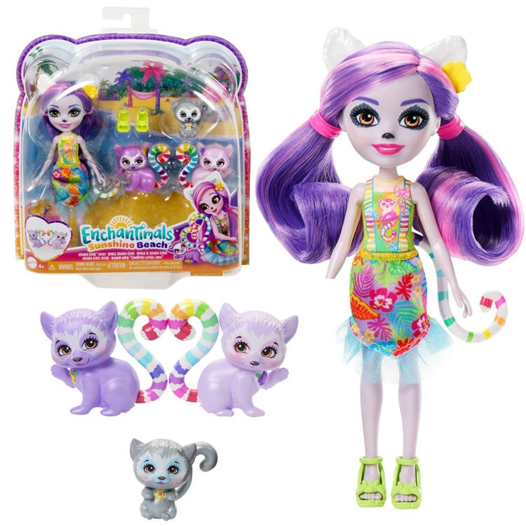 Mattel Enchantimals Sunshine Beach Lorinda Lemur HRX86
