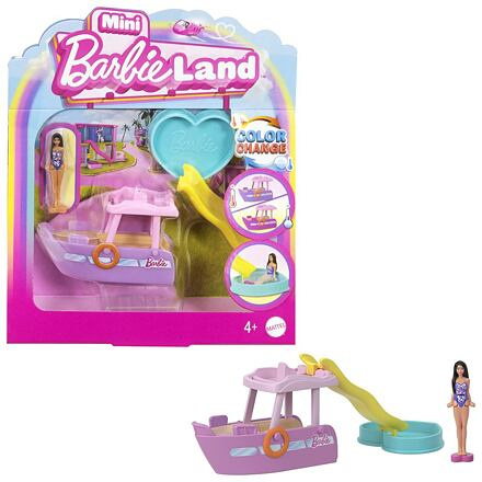 Pojízdný Mini BarbieLand set s panenkou a lodí