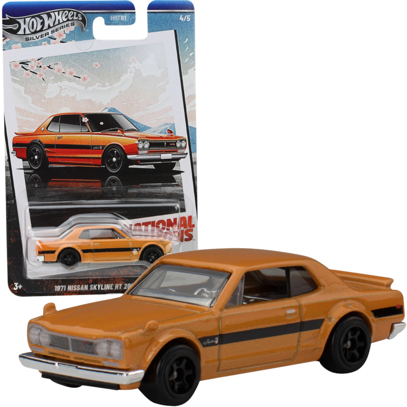 Hot Wheels Nissan Skyline 1971 HT 2000 GT‑R 1:64 oranžové autíčko 7 cm