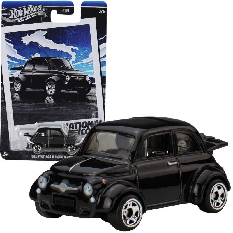 Hot Wheels National Icons – model auta Fiat 500 D Modificado (1960) 1:64, černý