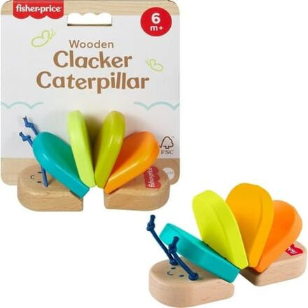 Fisher Price dřevěná klapající housenka