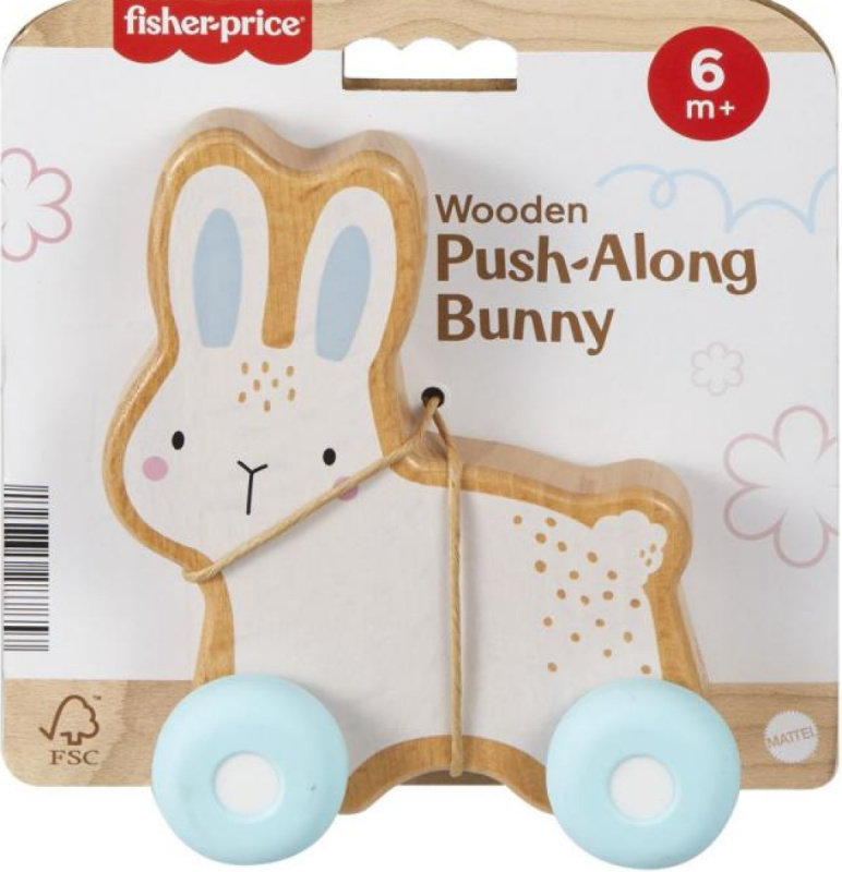 Fisher-Price Dřevěný zajíček na kolečkách