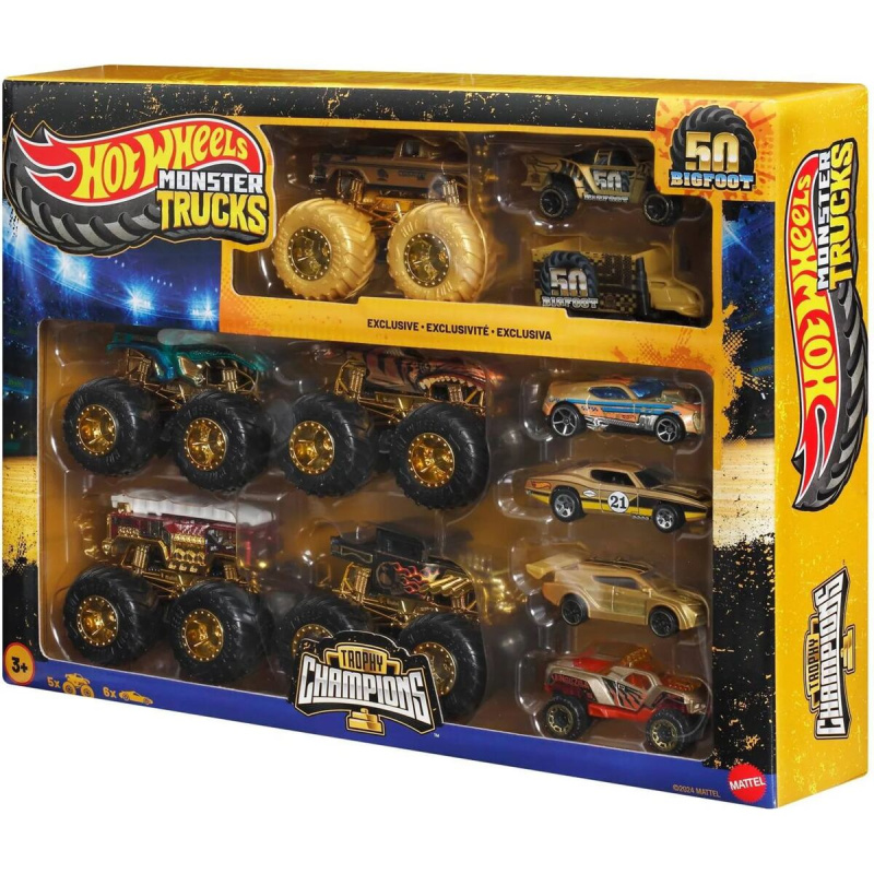 Mattel Hot Wheels Monster Trucks Bigfoot 50. výročí Set angličáků & trucků