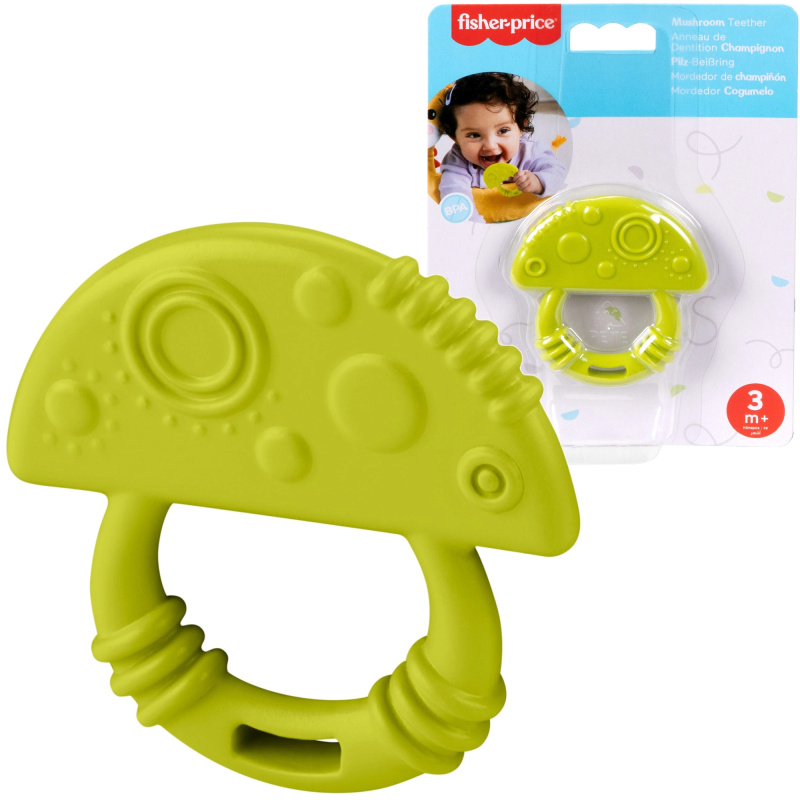 Zelené dětské kousátko ve tvaru houbičky – měkké a texturované FISHER-PRICE