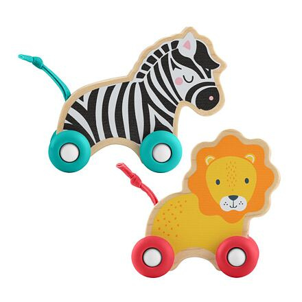 Dřevěná postrkovací zvířátka Lev a Zebra od Fisher-Price