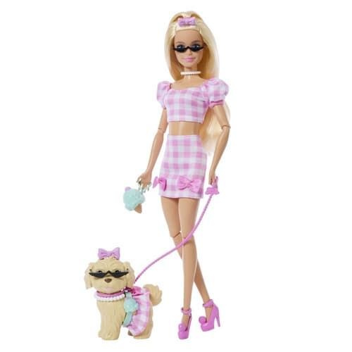 Barbie dvojitý kostým s mašlí – panenka s pejskem
