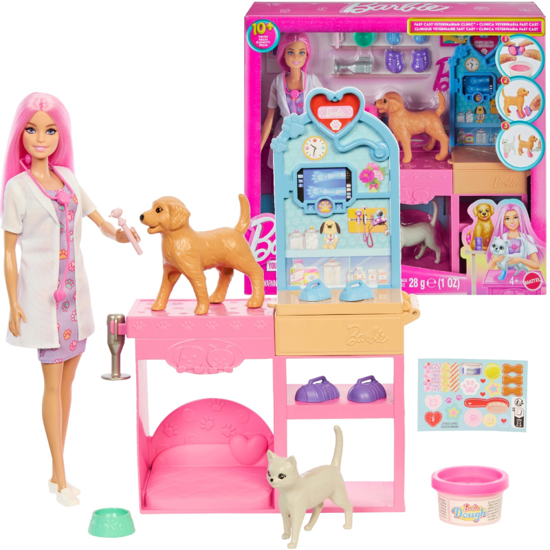 Barbie veterinářka – klinika pro mazlíčky s odlitky