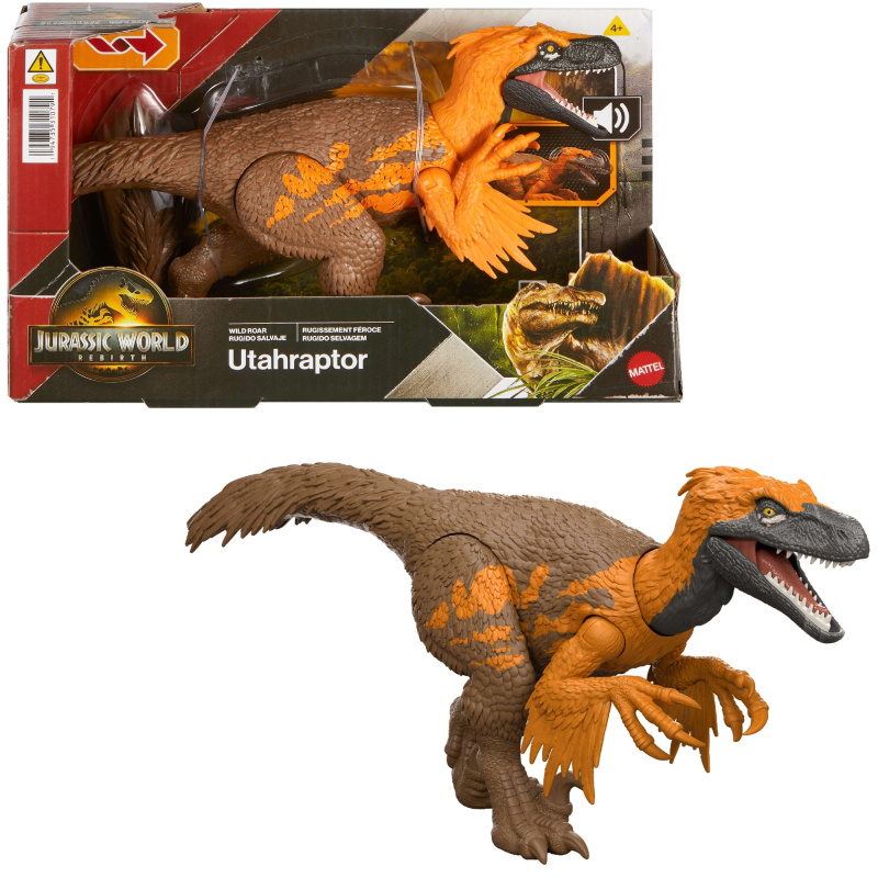 Figurka dinosaura Utahraptor JURASSIC WORLD Rebirth Wild Roar 26 cm