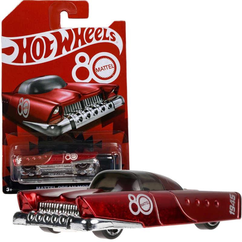 Hot Wheels Mattel Dream Mobile rubínově červený klasický model k 80. výročí Mattel