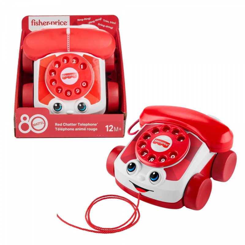 Telefon Fisher-Price Chatter – výroční edice k 80 letům MATTEL, červený