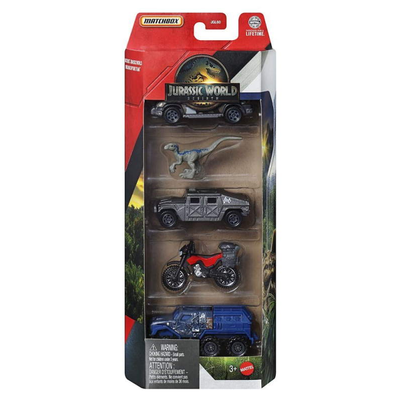 Matchbox Jurský svět 4 ks angličák a dinosaurus, více druhů