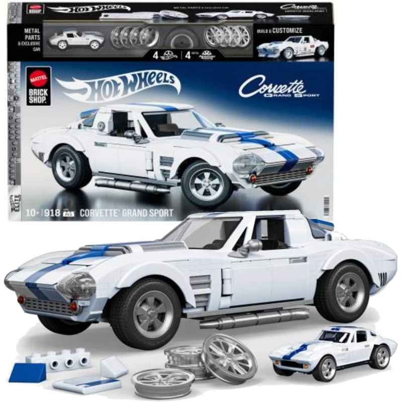 Hot Wheels Brick Shop Corvette Grand Sport stavebnice 1:16, 918 dílků