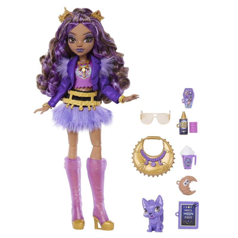 Monster High Clawdeen Wolf panenka 26 cm s doplňky a mazlíčkem