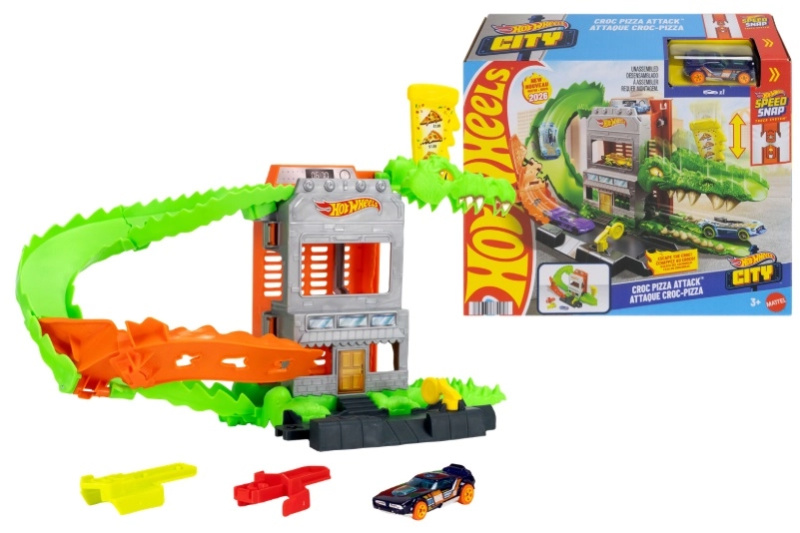 Hot Wheels krokodýl – útok na pizzerii (herní sada)
