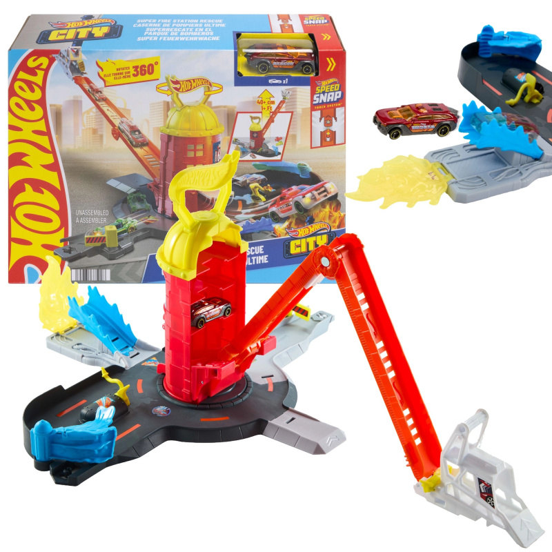 Hot Wheels City super hasičská stanice s kovovým autíčkem