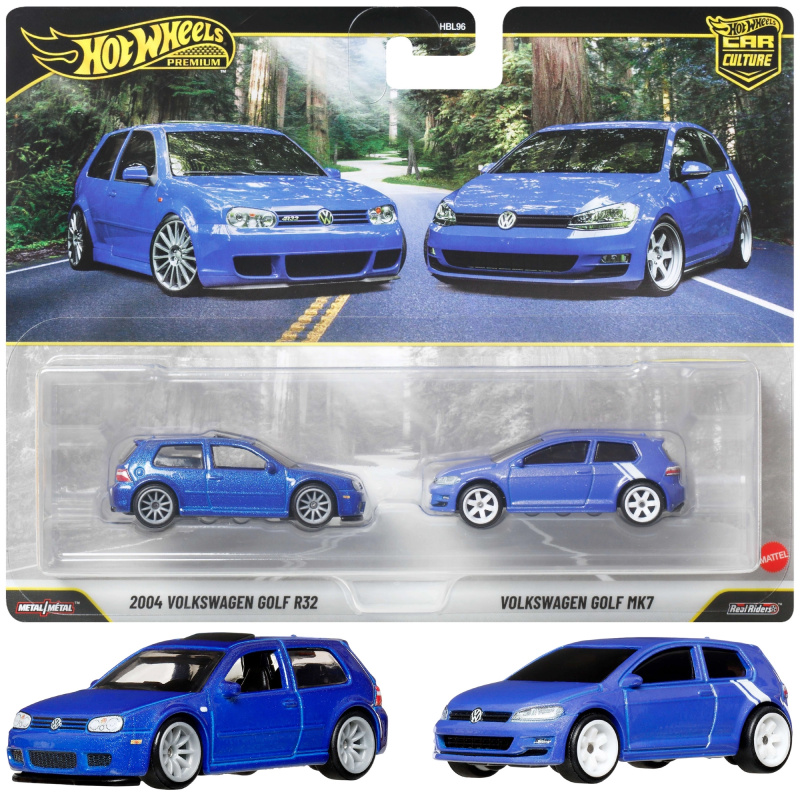 Hot Wheels Premium sada 2 aut Volkswagen Golf R32 (2004) a Golf MK7