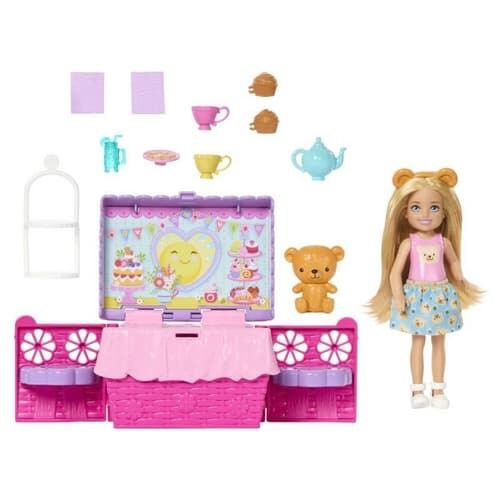 Barbie Chelsea čajový dýchánek – herní set s piknikovým košíkem a doplňky