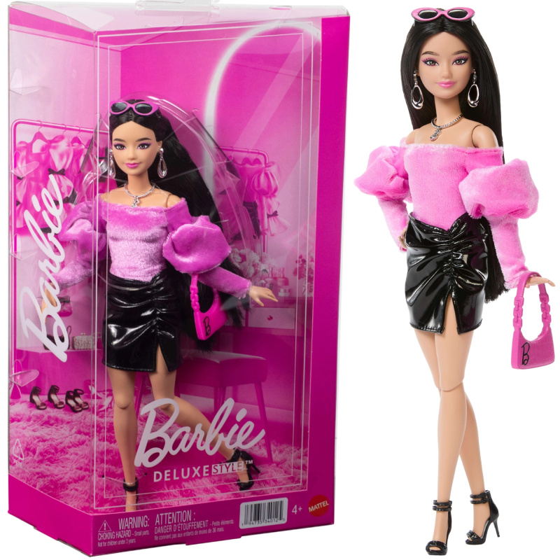 Mattel Barbie deluxe style módní panenka v růžové a černé s doplňky