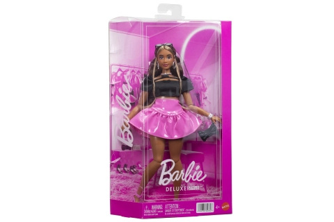 Barbie Deluxe Style modelka v černém topu a růžové sukni