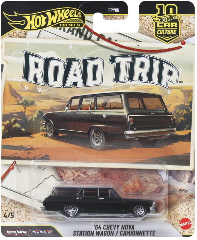 Hot Wheels Premium '64 Chevy Nova Station Wagon Road Trip Car Culture