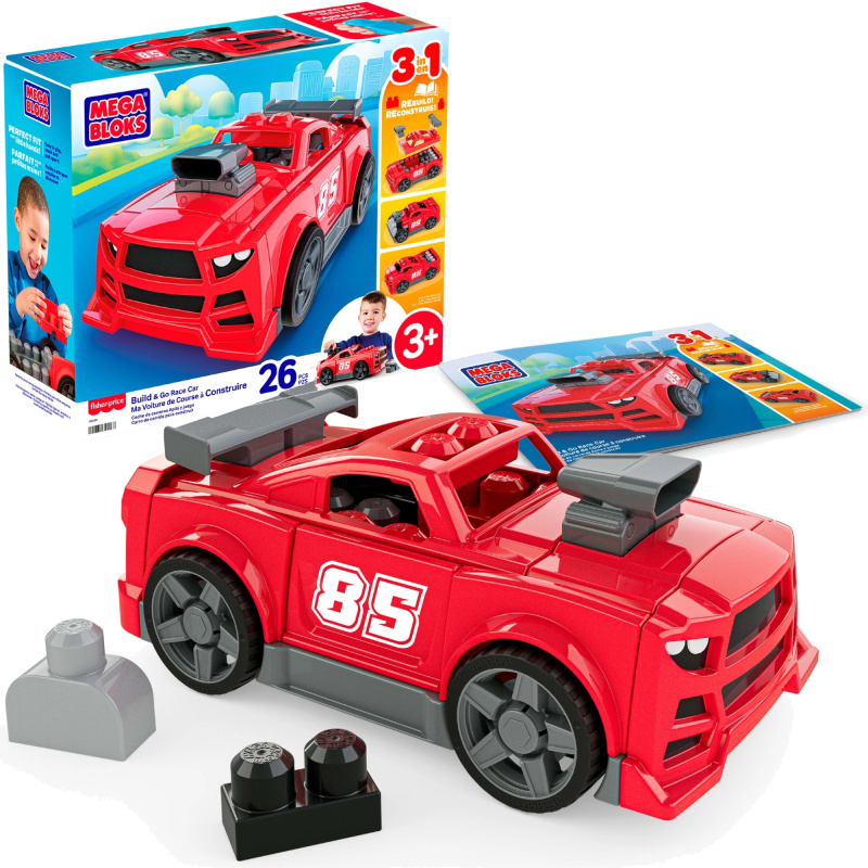 Mega Bloks 3v1 stavebnice závodní auto (26 dílků)
