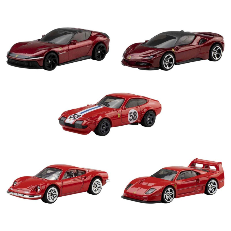 Hot Wheels Ferrari sada 5 kovových autíček 1:64