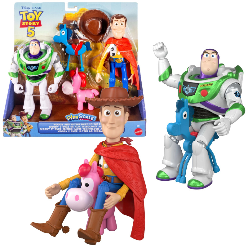 Mattel Disney Pixar Toy Story 5 sada figurek Woody a Buzz Rakeťák Hi-Tech + 2 poníci