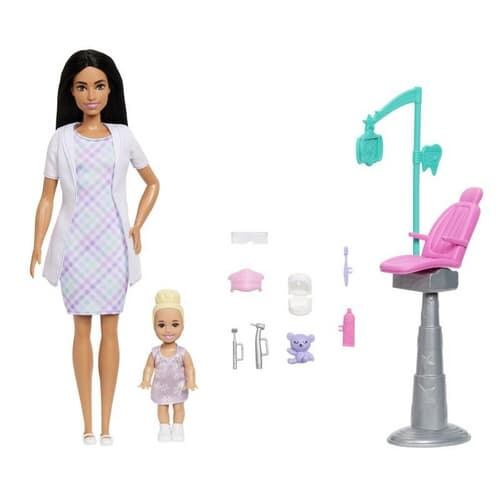Barbie herní set zubařka – černovlasá panenka
