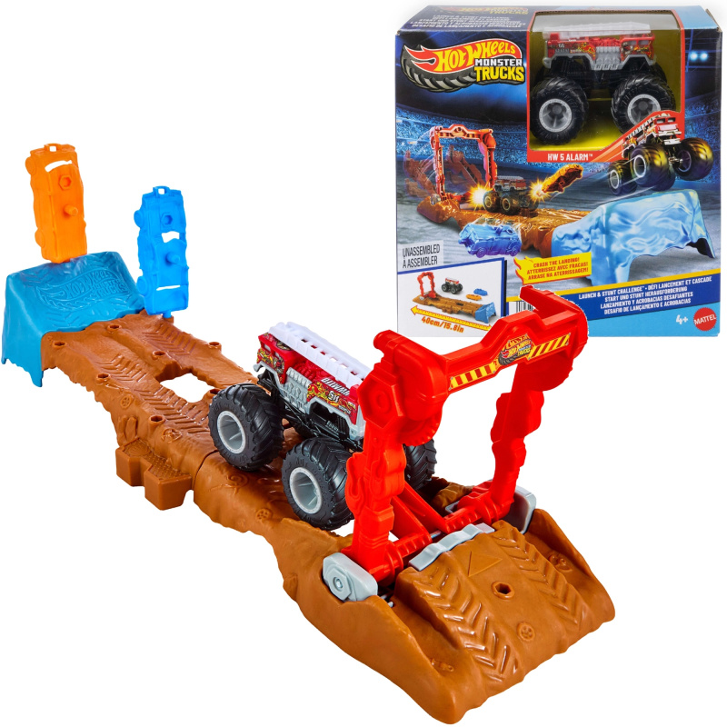 Hot Wheels Monster Trucks herní sada dráha s autem HW 5 Alarm a 2 doplňky