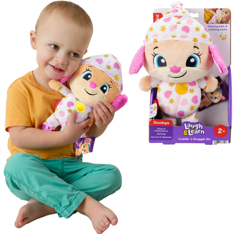 Fisher-Price Uč se a směj! interaktivní plyšová sestřička štěňátka – hudební uklidňující mazlíček