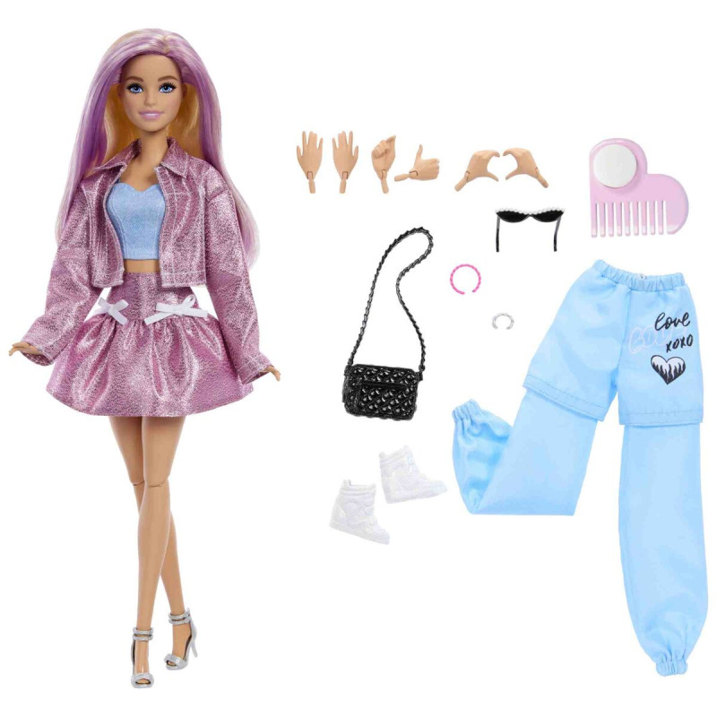 Barbie Deluxe style módní set s panenkou, oblečky a doplňky