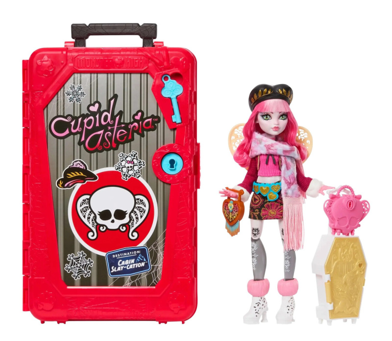 Monster High panenka Cupid Asteria – upíří prázdniny, 28 cm, kufřík a překvapení