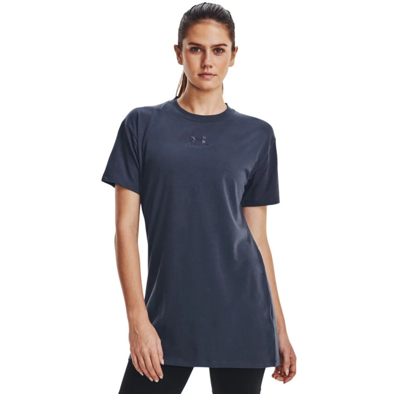 Dámské tričko Printed Extended SS SS23 tm.šedé - Under Armour S