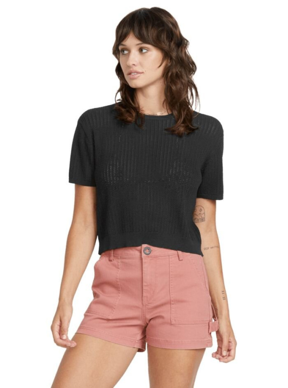 Volcom dámské tričko Meshy Beach Ss Black | Černá | Velikost S