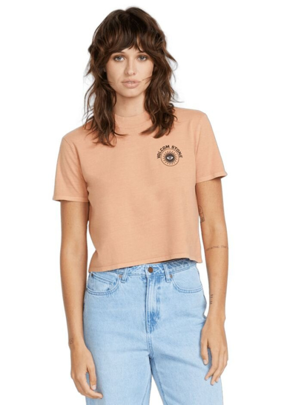 Volcom dámské tričko Dial Crop Sand Brown | Hnědá | Velikost XS