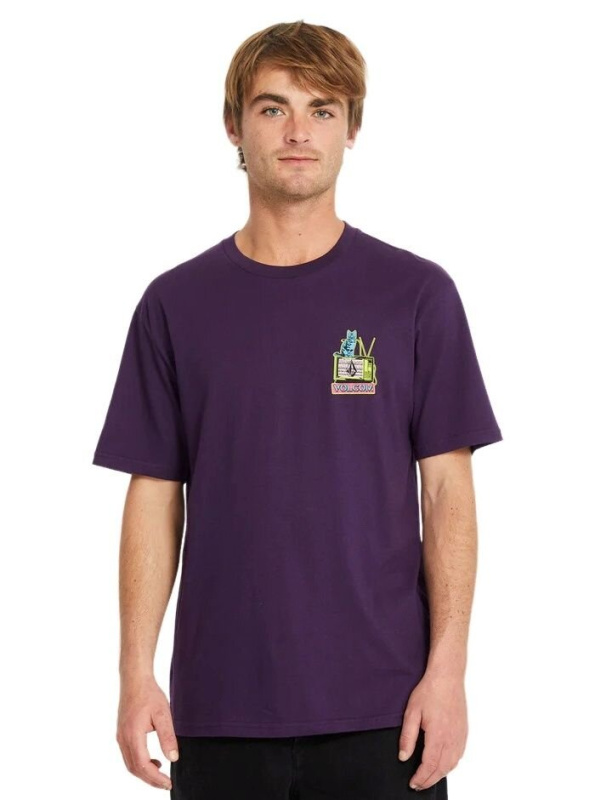 Volcom pánské tričko Catv Bsc Sst Grape Royale | Fialová | Velikost M | 100% bavlna