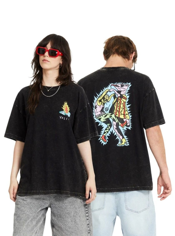 Volcom pánské tričko Fa Bob Mollema 1 Lse Sst Light Acid Black | Černá | Velikost XL