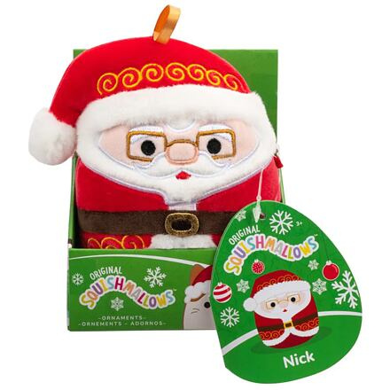 SQUISHMALLOWS Vánoční ozdoba Santa s brýlemi - Nick, 10 cm