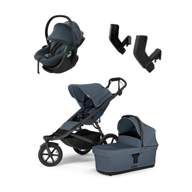THULE Urban Glide 3 + korba + adaptéry +  autosedačka Maple - Dark Slate