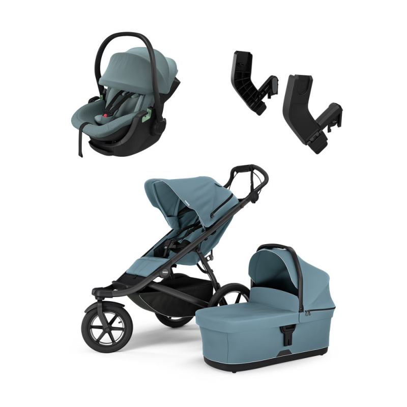 THULE Urban Glide 3 + korba + adaptéry +  autosedačka Maple - Mid Blue