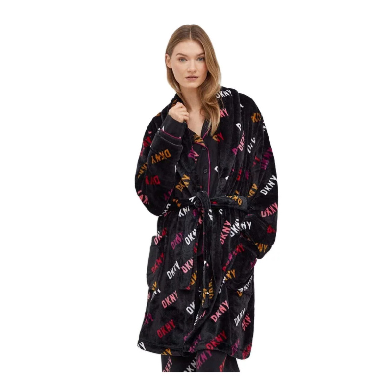 Dámský župan YI2222688F 006 tm.šedá s potiskem - DKNY S