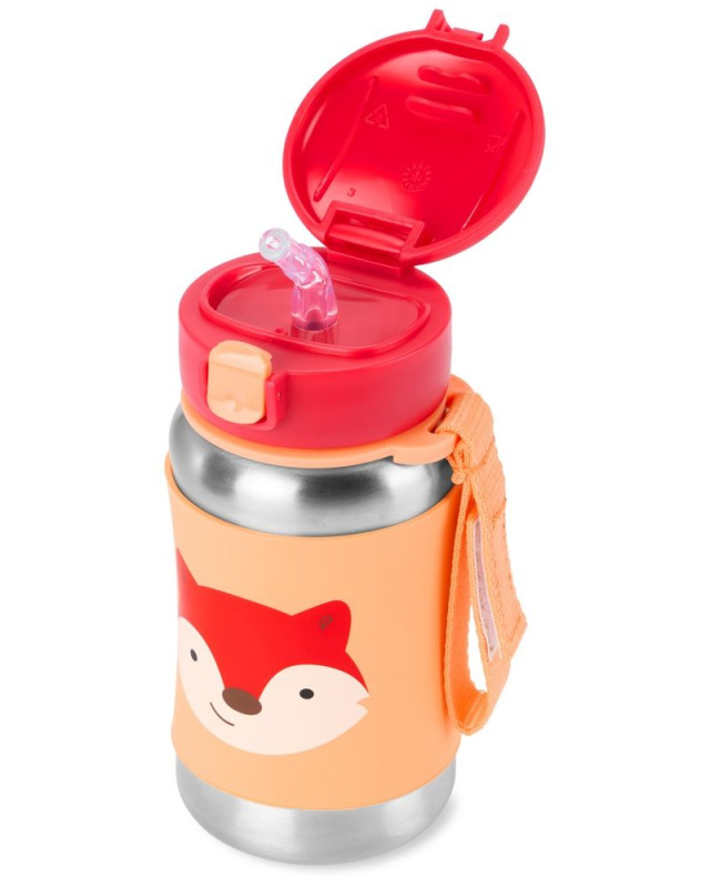 SKIP HOP Spark Style Láhev s brčkem na vodu nerez Chobotnice 12m+ - SKIP HOP Spark Style Láhev s brčkem na vodu nerez Liška 12m+
