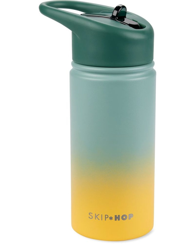 SKIP HOP Láhev s brčkem nerezová Wander - ombré blue, 450ml - SKIP HOP Láhev s brčkem nerezová Wander - ombré green, 450ml