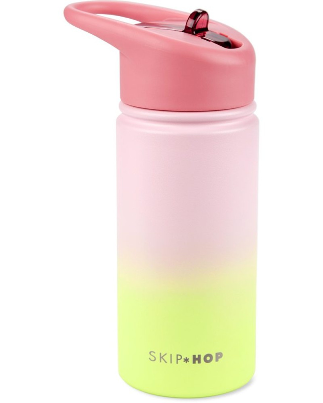 SKIP HOP Láhev s brčkem nerezová Wander - ombré blue, 450ml - SKIP HOP Láhev s brčkem nerezová Wander - ombré pink, 450ml