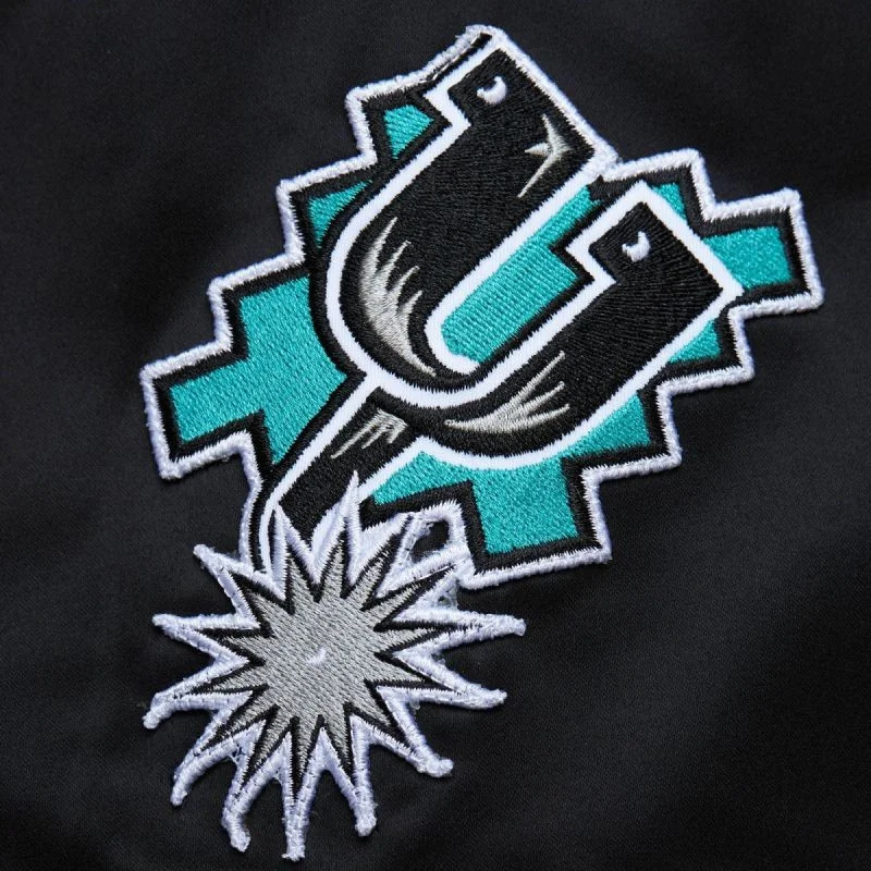 Mitchell & Ness Lightweight Satin Bomber San Antonio Spurs jacket M SJKT6599-SASYYPPPBLCK pánské XL